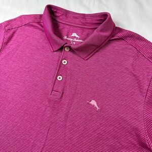 Tommy Bahama Polo Shirt Mens Large Pink Marlin Island Zone‎ Golf Rugby Casual